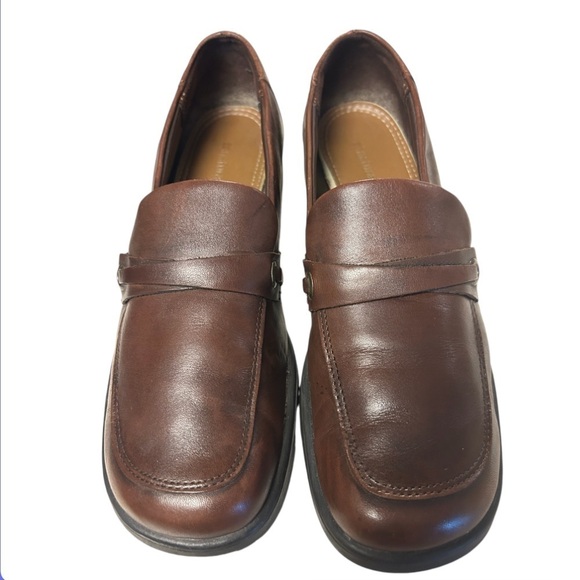 Naturalizer Y2K Chunky Heel Loafer Brown Leather Square Toe   Sz 9 - Picture 3 of 10